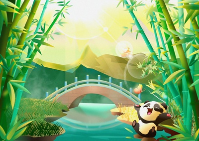 Panda Racing Game Scenes illustration ux