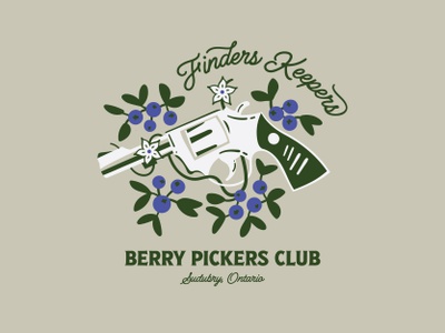 Finders Keepers Berry Pickers Club - .38 badge berry berry picking blueberries blueberry design graphic design gun illustration t-shirt vector