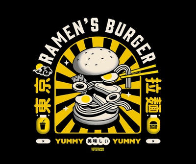 Ramen's burger 🍔🍜 anime burger culture food illustration japan japanese kyoto lifestyle retro shop streetfood streetshop tokyo tshirt
