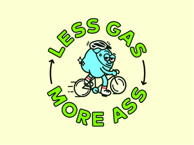 Haulin' Buns ass biking buns butt cheeks cyclist design graphic design helmet illustration illustrator less gas typography vector
