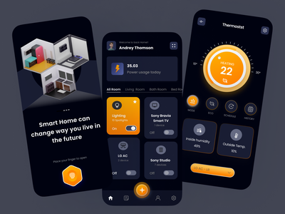 Smart Home App Ui Concept (Dark Mood) app app design design discover mobile mobile app mobile app design smart smart device smart home smartapp trend ui ux